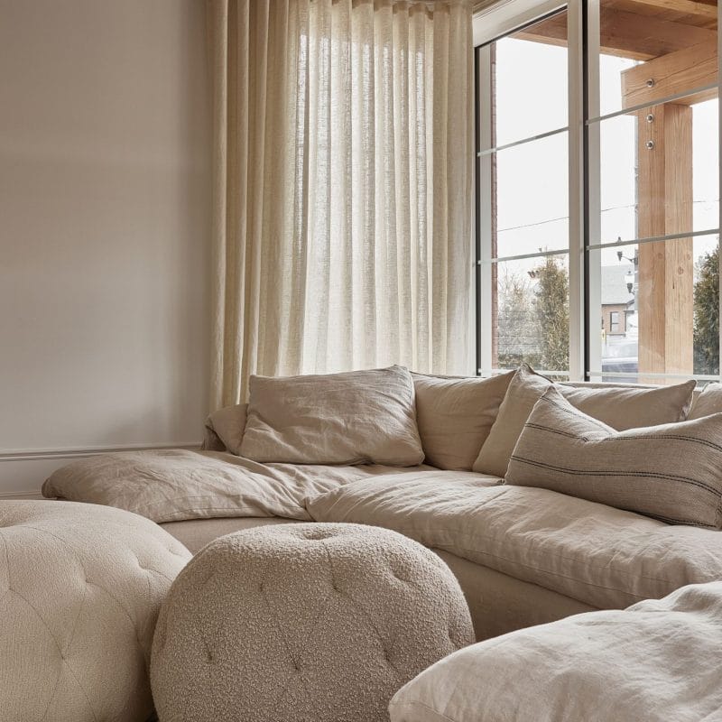 Ottoman Pouf 43″, Nubby natural