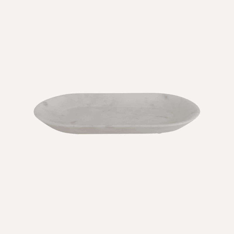 Plateau en marbre blanc oval